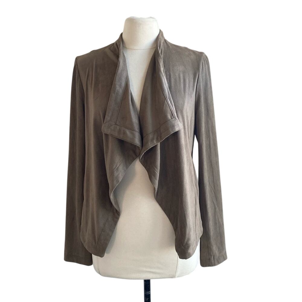 ABBELINE Jacket Womens Sz Large TanFaux Suede Draped Southwestern Bohemian